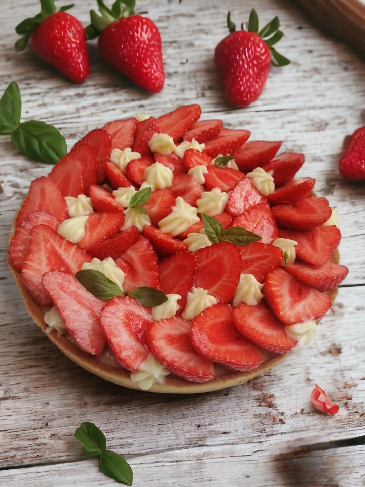 Tarte fraises et basilic